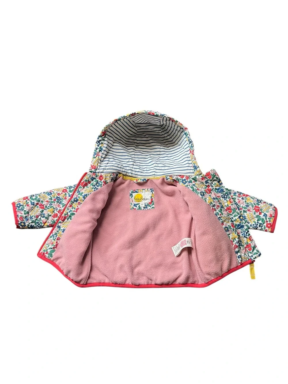 Baby Boden Floral Multi-Color Fleece-Lined Quilted Hooded Coat